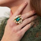 Retro Faux Pearl Ring 1 Pair - As Shown In Figure - One Size