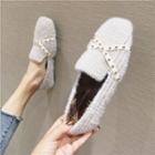 Houndstooth Furry Studded Flats