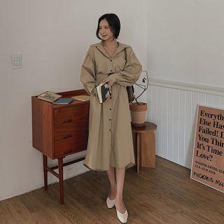 Balloon-sleeve Linen Shirtdress With Belt