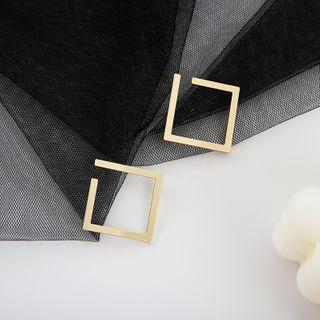 Alloy Square Earring 1 Pair - 925 Silver Stud Earrings - One Size