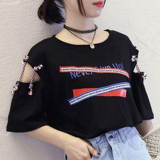 Cut-out Lettering Short-sleeve T-shirt