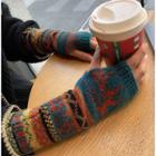Jacquard Fingerless Knit Gloves