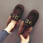 Faux Fur Buckled Loafers