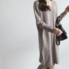 Wool Blend V-neck Dip-back Dress
