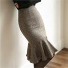 Tall Size Ruffle-hem Patterned Skirt