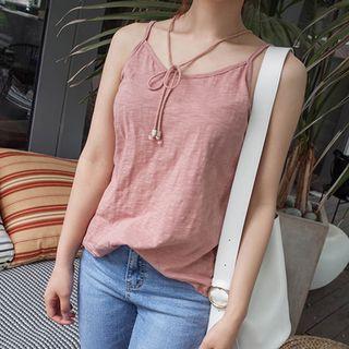 Spaghetti-strap Tie-front Cotton Top