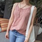 Spaghetti-strap Tie-front Cotton Top