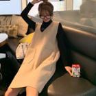 Mock Neck Long-sleeve Top / Sleeveless Dress / Set