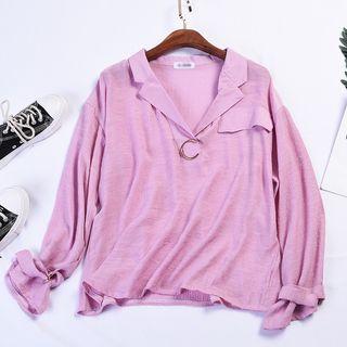 Notch-lapel Blouse Pink - One Size