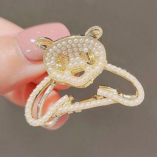 Panda Faux Pearl Alloy Hair Clamp Ly1358 - Gold - One Size