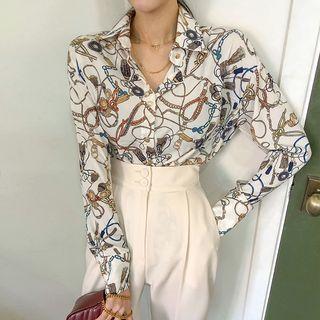 Scarf Print Crepe Shirt