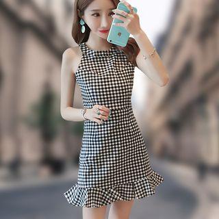 Plaid Sleeveless A-line Mini Dress