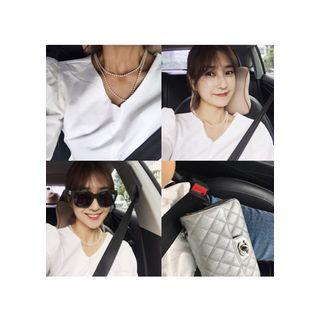 V-neck Drawstring-waist Top