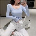 Scoop-neck Cropped T-shirt / Sweatpants