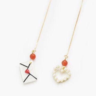 Non-matching Acetate Envelope & Heart Dangle Earring
