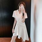 Short-sleeve Plain Asymmetrical A-line Dress