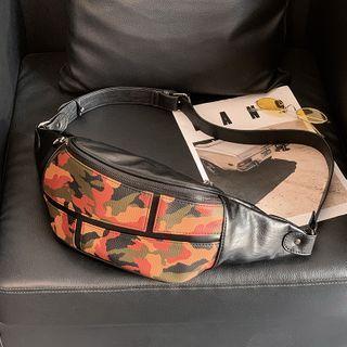 Camo Faux Leather Sling Bag Camouflage - Red & Green & Yellow - One Size