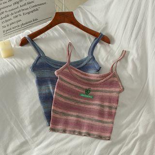 Striped Heart Embroidered Camisole Top