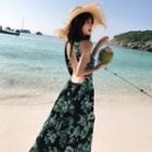 Floral Backless Strappy Maxi Sun Dress