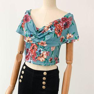 Floral Short-sleeve Crop Top