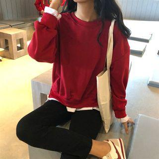 Mock-two Color-block Long-sleeve Top
