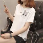 Short-sleeve Rabbit Knit Top