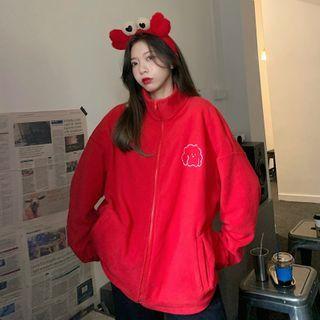 Cartoon Print High-neck Zip Jacket