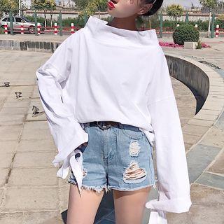 Plain Bow Accent Long Sleeve T-shirt
