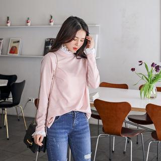 Lace-detail Plain T-shirt