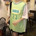 Plain Elbow-sleeve T-shirt / Lettering Vest