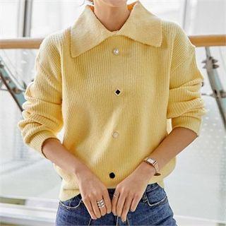 Collared Button-trim Sweater