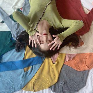 Long-sleeve Knit Top In 14 Colors