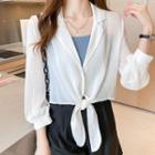 3/4-sleeve Tie-front Chiffon Jacket