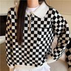 Checkerboard Polo Sweater Black & White - One Size