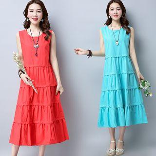 Sleeveless Ruffle A-line Midi Dress