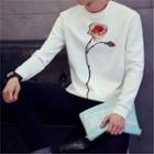 Flower Printed Round Neck Long-sleeved T-shirt