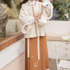 Set: Fluffy Jacket + Midi Skirt