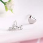 925 Sterling Silver Love & Heart Non-matching Earring
