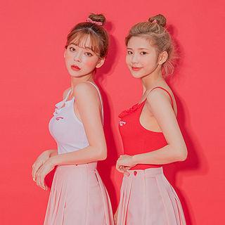 Strawberry Milk Lettering Frilled Camisole Top