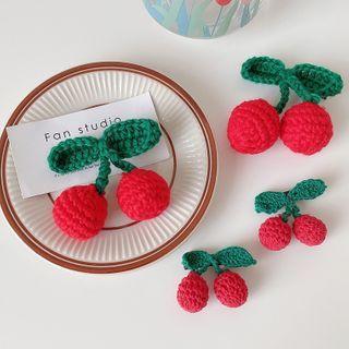 Knit Cherry Hair Clip
