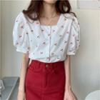 Cherry Print Short-sleeve Shirt As Shown In Figure - One Size