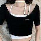 Strappy Camisole Top / Short-sleeve Cropped T-shirt