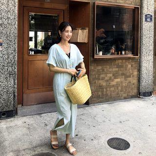 Slit-hem Plaid Maxi Dress