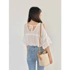 Slit-shoulder Frill-trim Blouse