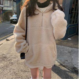 Faux Shearling Oversize Hoodie / Print T-shirt