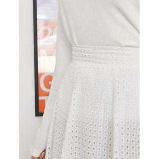 Band-waist Eyelet-lace Flared Skirt