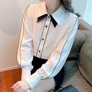 Contrast Trim Layered Collar Shirt