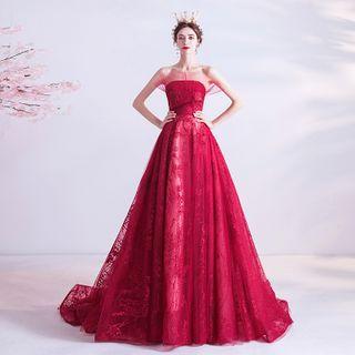 Lace Trained A-line Evening Gown