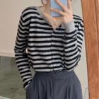 Striped Cardigan Stripes - Black & Gray - One Size