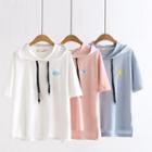 Weather Logo Embroidered Short-sleeve Hoodie